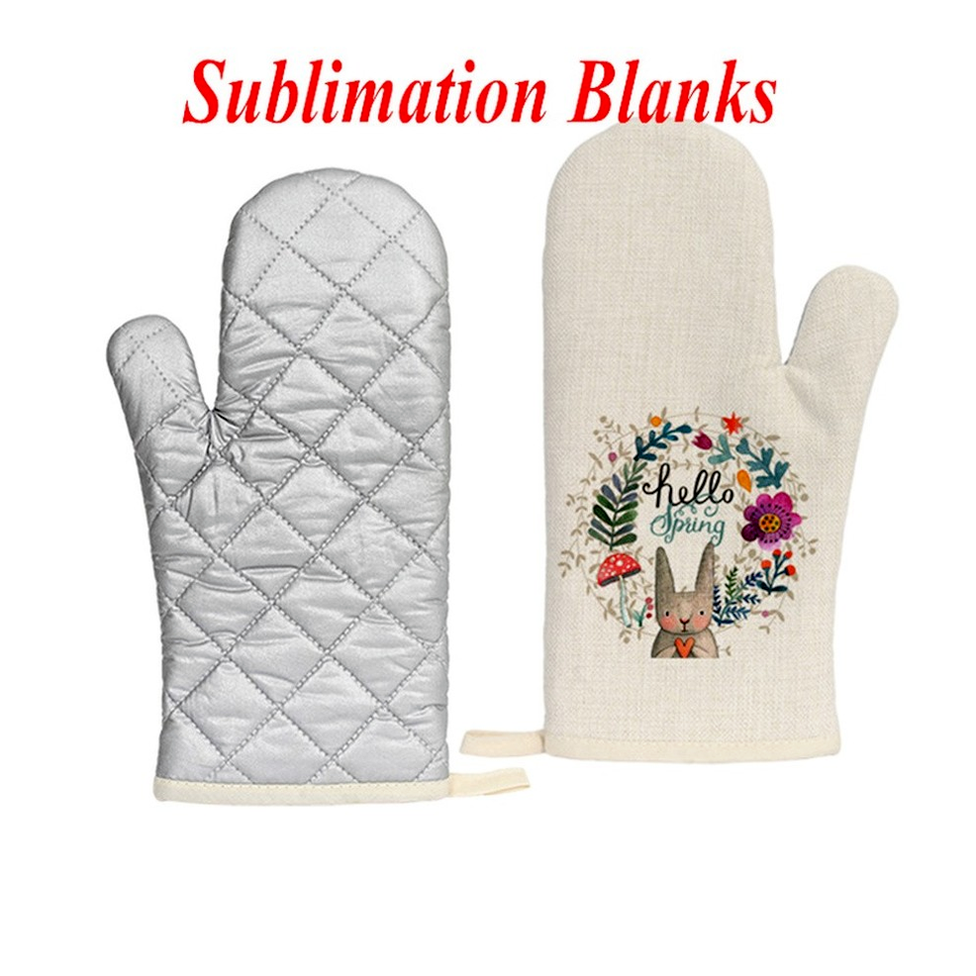 

Sublimation Thicken Kitchen Mitts Cotton Linen Cooking Microwave Heat Insulation Glove Anti Scalding Oven Gloves Gift For Mom sxmy21