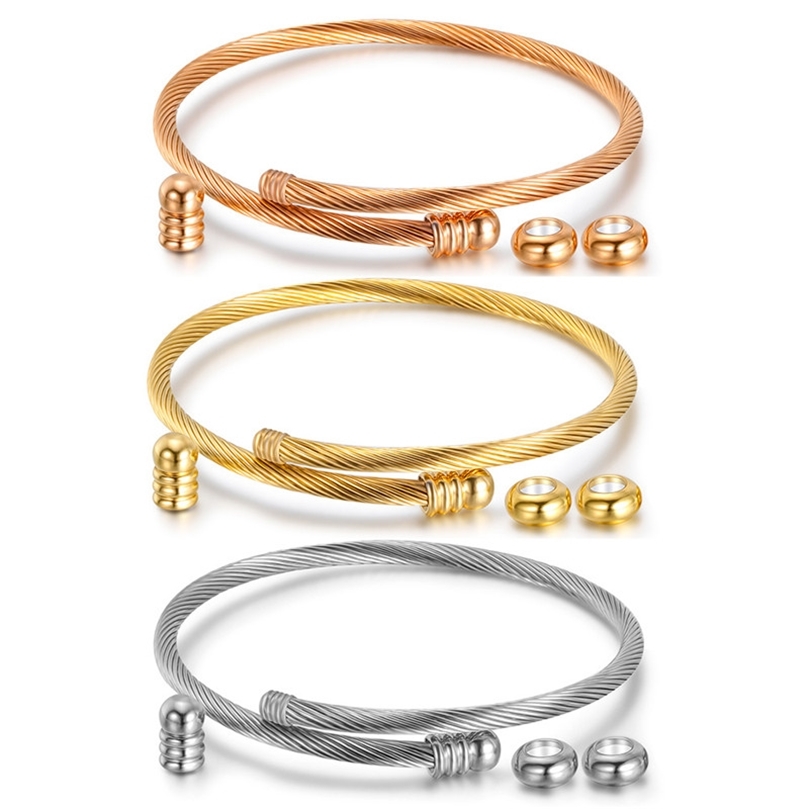 Unisex Elastic Cable Wire Bangle Stainless Steel Bracelet Screw with Removable End Plug Twisted Cuff Charm Beads DIY Jewelry 220716
Unisex Elastic Cable Wire Bangle Stainless Steel Bracelet Screw with Removable End Plug Twisted Cuff Charm Beads DIY Jewelry 220716