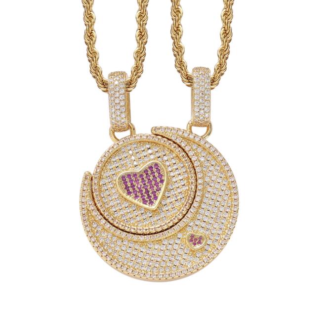 Hip Hop CZ Stone Paved Bling Iced Out Heart Pattern Sun Moon Pendants Necklace for Men Women Couple Lovers Rapper Jewelry
Hip Hop CZ Stone Paved Bling Iced Out Heart Pattern Sun Moon Pendants Necklace for Men Women Couple Lovers Rapper Jewelry