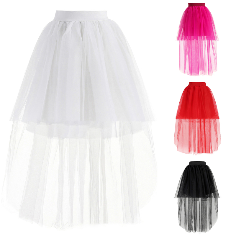 4 Colors Skirt Fashion Women Long Tulle Skirt Elegant Princess Sexy Style Irregular Mesh Tutu Skirts Vintage Mini Puffy Skirt 220701