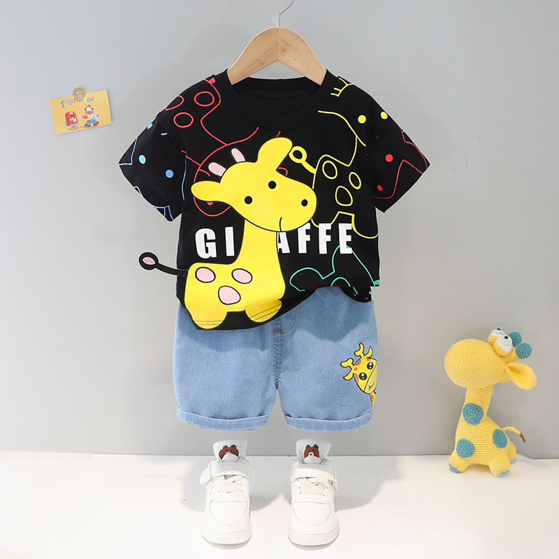 Summer Boy T Clothes Sets Cute deer Cotton Material Baby Suits High Quality Short Children Shirt Infant 2 Years Old Costom 220507