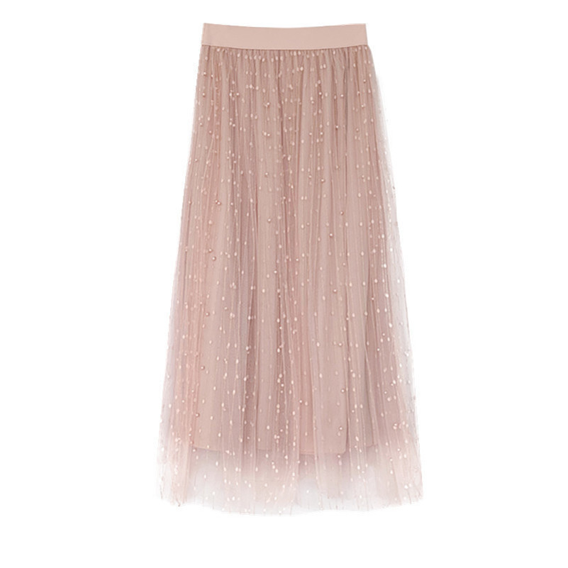 Spring Summer Clothes for Woman Gauze Skirt Double Nail Bead Sweet Fairy Bitter Girl Korean Tulle Skirt Black Pink Y200326
Spring Summer Clothes for Woman Gauze Skirt Double Nail Bead Sweet Fairy Bitter Girl Korean Tulle Skirt Black Pink Y200326