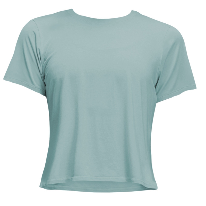 Yoga round neck short sleeved solid color nude sports shaping waist tight fitness loose jogging sportswear womens high-quality T-shirt