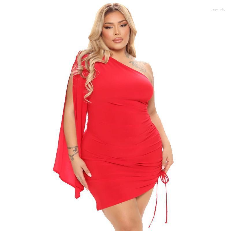 Plus Size Dresses Women Dress 4XL 5XL One Shoulder Outfits Summer Solid Side Drawstring Sexy Skinny Large Short Vestidos Jasp22, Red
Plus Size Dresses Women Dress 4XL 5XL One Shoulder Outfits Summer Solid Side Drawstring Sexy Skinny Large Short Vestidos Jasp22, Red