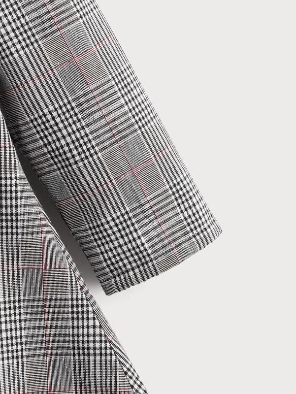 Little girl Prince of Wales Plaid doll neck dress SHE