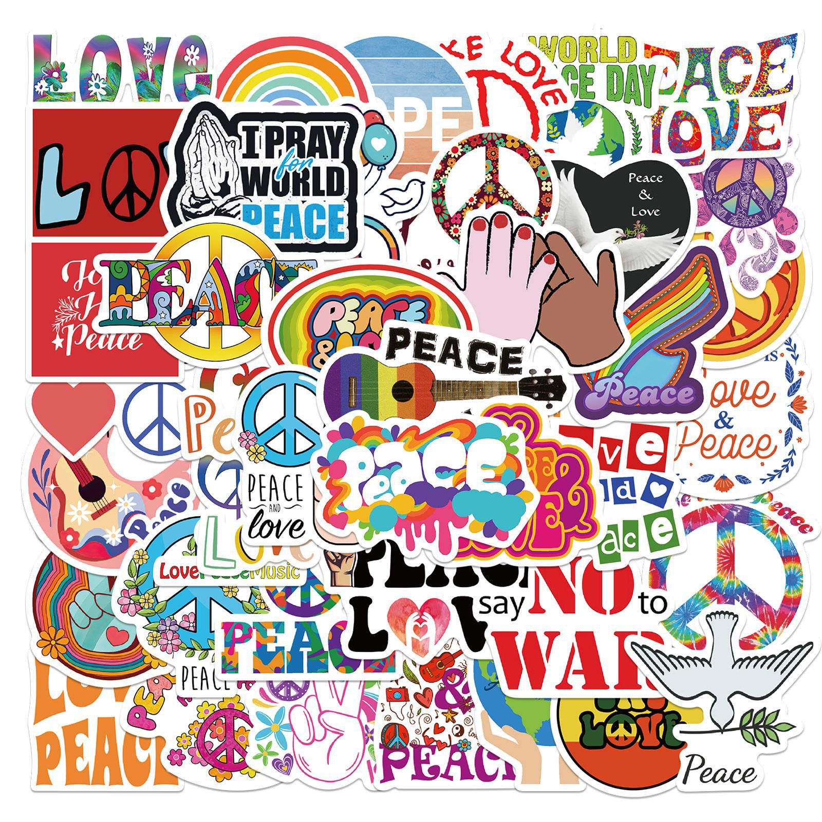 Pack of 50Pcs Wholesale Peace of The World Stickers No-Duplicate Waterproof For Luggage Skateboard Notebook Helmet Water Bottle Phone Car decals Kids Gifts, Multi-color
Pack of 50Pcs Wholesale Peace of The World Stickers No-Duplicate Waterproof For Luggage Skateboard Notebook Helmet Water Bottle Phone Car decals Kids Gifts, Multi-color