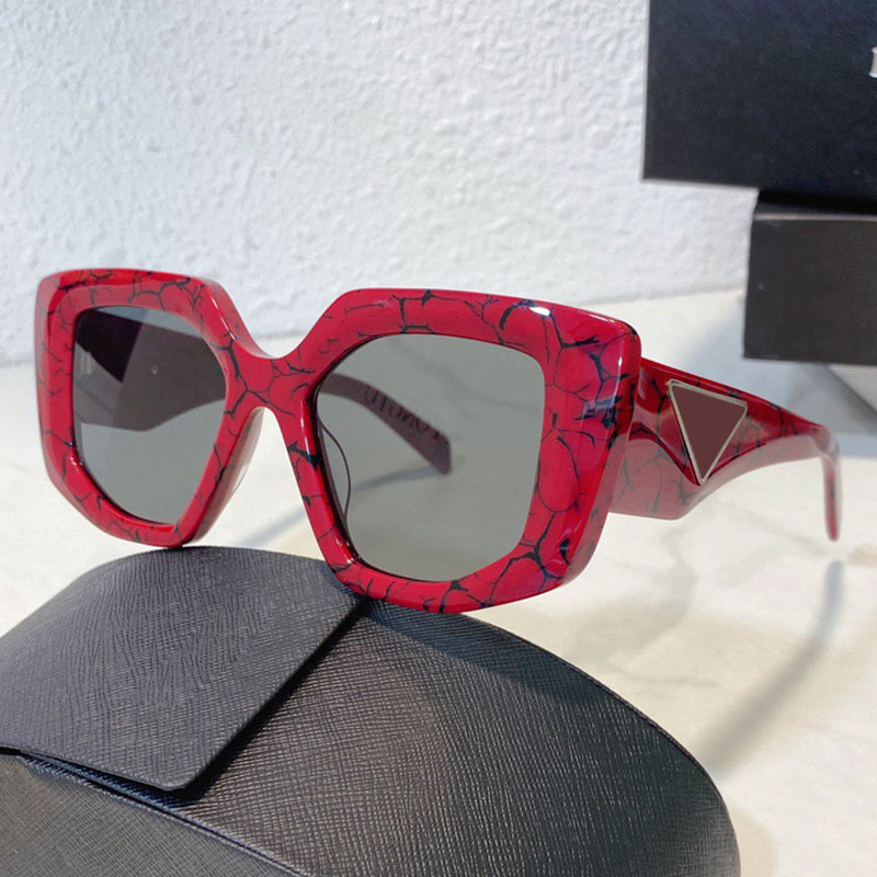 2022 New Designer Sunglasses OPR 14ZS Mens or Womens red Fashion Luxury Thick Frame Rectangular Design Temple Triangle Graphic Top Quality UV400 With Box