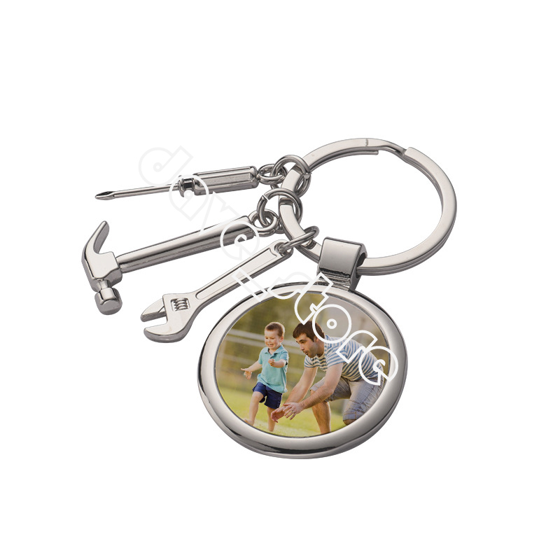 Sublimation Blank Stainless Steel Keychain Pendant Hammer Wrench Tool Heat Transfer Keychain Key Chain Father's Day Gift Keyring
