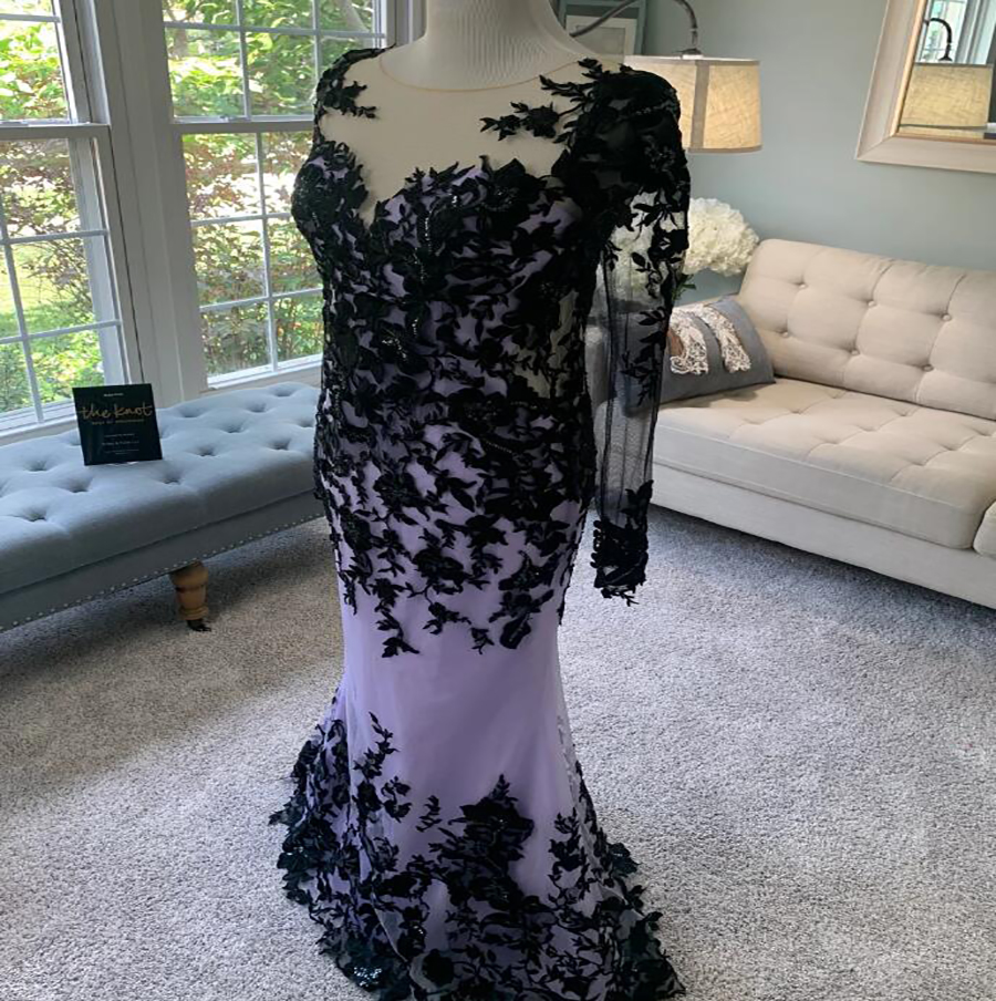 Gothic Lilac Mermaid Wedding Dress With Detachable Train Black Lace Long Sleeve Backless Boho Country Wedding Gown Women Bride Robe De Mariee vestidos