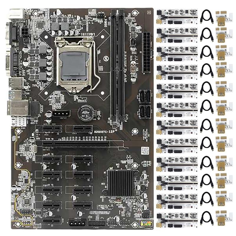 Motherboards B250 BTC Mining Motherboard 12 PCIE Graphics Slot LGA1151 DDR4 DIMM SATA3.0 With Pcs 010-X 1X To 16X Riser Card
Motherboards B250 BTC Mining Motherboard 12 PCIE Graphics Slot LGA1151 DDR4 DIMM SATA3.0 With Pcs 010-X 1X To 16X Riser Card