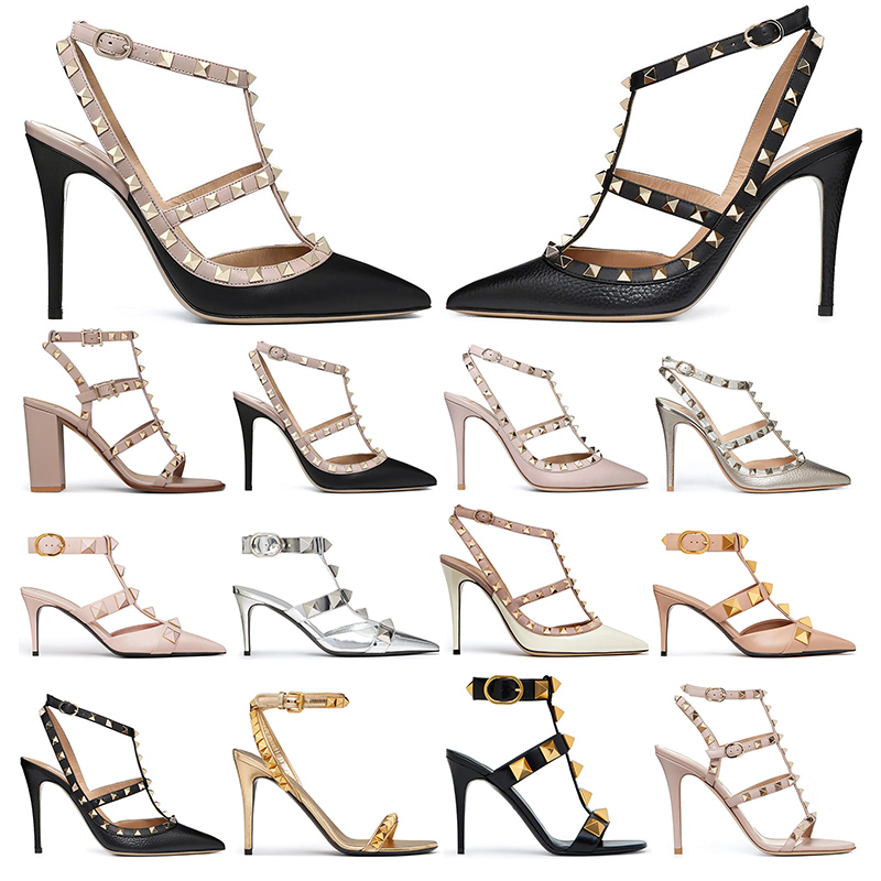Designers high heel Dress Shoes Ankle Strap Roman Stud black nude sliver gold with Rivets womens stiletto chunky heels 6 8 10 CM pointed open toes fashion size 5-10
Designers high heel Dress Shoes Ankle Strap Roman Stud black nude sliver gold with Rivets womens stiletto chunky heels 6 8 10 CM pointed open toes fashion size 5-10