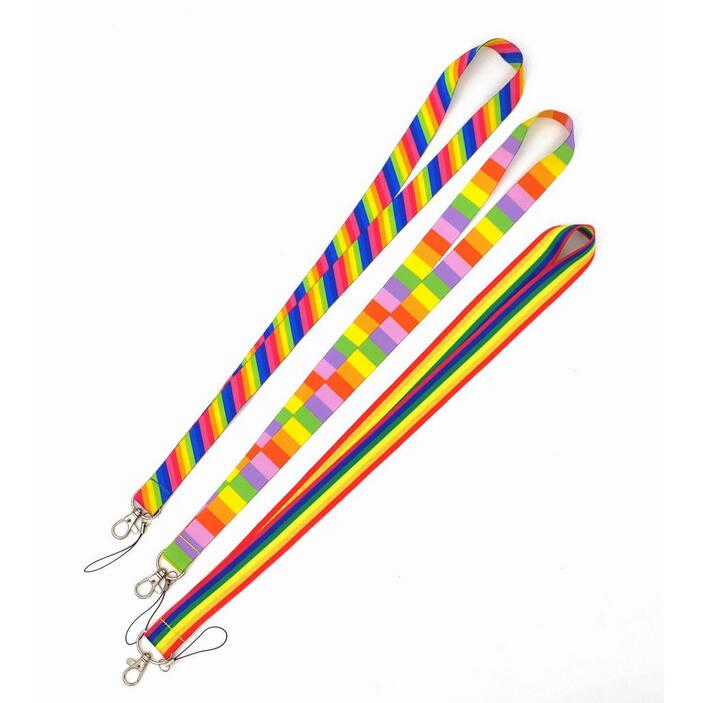 Rainbow Neck Lanyard ID Badge cellphone Lanyard Keychain Polyester Mobile phone lanyards9132575