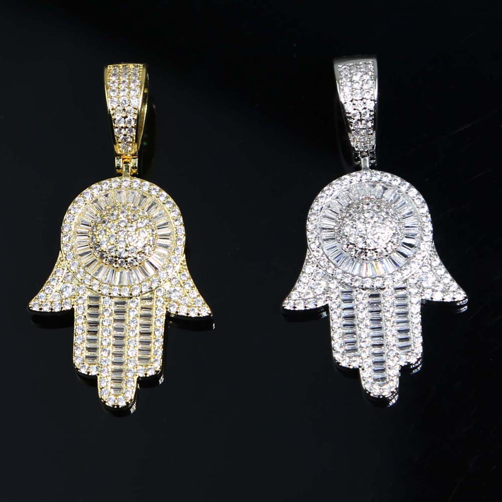 Eyes of the angel Fatima choker Necklace bead Chain Hip Hop Full Iced Out Cubic Zirconia Gold Sliver color Crystal Choker Jewelry