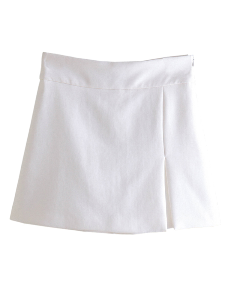 TRAF White High Waist Shorts Women Green Y2K Skirt Woman Summer Office Split Skort Fashion Streetwear for 220622