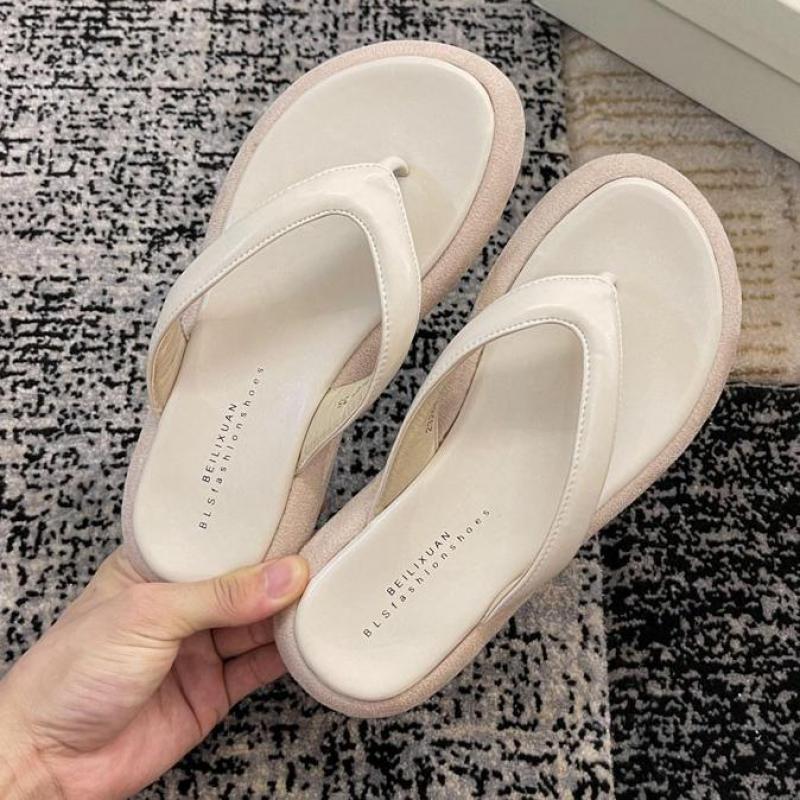 Slippers Shoe Women Platform Sandals Square Toe Slides Beige Comfort Female 2022 Summer Flip Flops Ytmtloy Zapatillas Mujer Casa