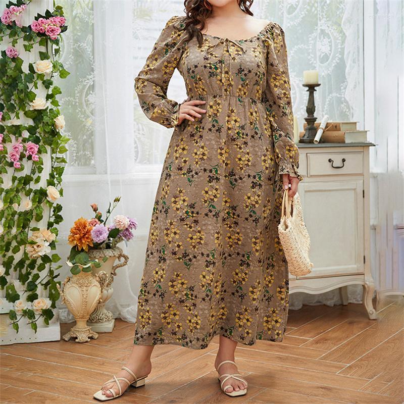Plus Size Dresses 5XL Dress Woman 2022 Autumn Female Square Collar Long Sleeve Floral Print Casual High Waist Maxi Echm22, Khaki
Plus Size Dresses 5XL Dress Woman 2022 Autumn Female Square Collar Long Sleeve Floral Print Casual High Waist Maxi Echm22, Khaki