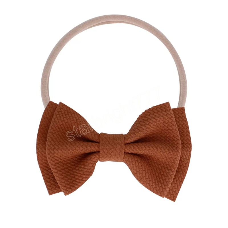 Baby Bowknot Headband Girls Solid Elastic Hair Band Nylon Hairband Head Wraps Headwear Kids Hair Accessories Boutique Turban Headbands