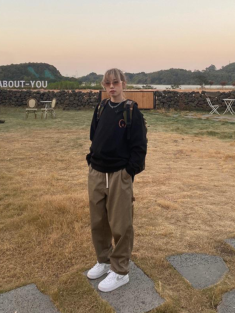 HOUZHOU Harajuku Cargo Pant Vintag Y2k Hip Hop Oversized Patchwork Japan Style Loose Trousers Female Streetwear Grunge 220325