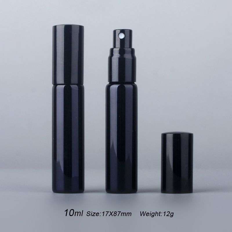 100Pieces/Lot 10ML Portable UV Glass Refillable Perfume Bottle With Aluminum Atomizer Spray Bottles Sample Empty Containers 220711