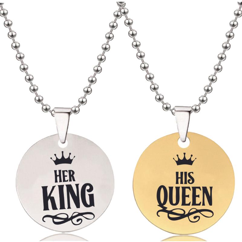 Pendant Necklaces BLINGPAW Stainless Steel Couple Neckalce His Queen Her King Keychain Bag Ornaments Tag Gold Silver Black
Pendant Necklaces BLINGPAW Stainless Steel Couple Neckalce His Queen Her King Keychain Bag Ornaments Tag Gold Silver Black