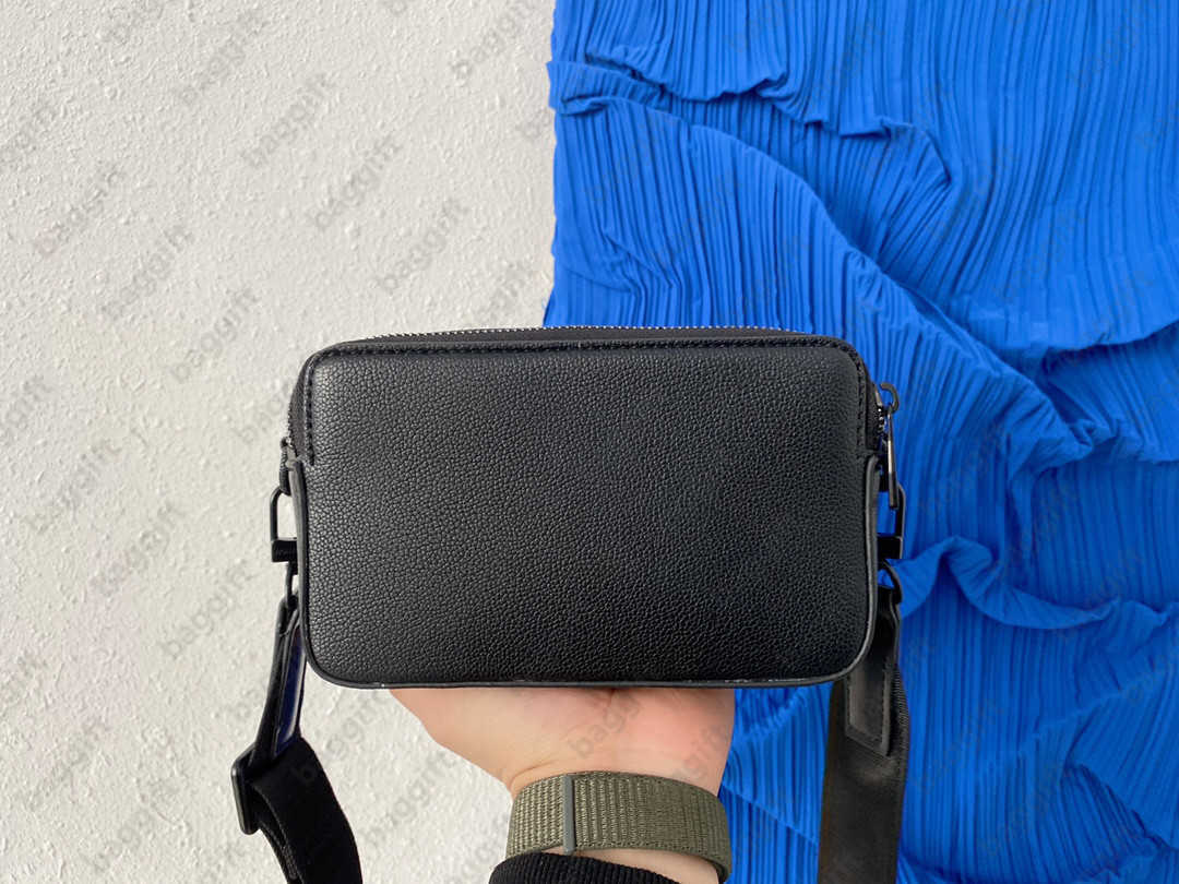 Versatile Alpha Wearable Wallet M59161 80741 Men Bag Black Grained Leather 6 Card Slots flap huge Capacity Cross Body Shoulder Handbag