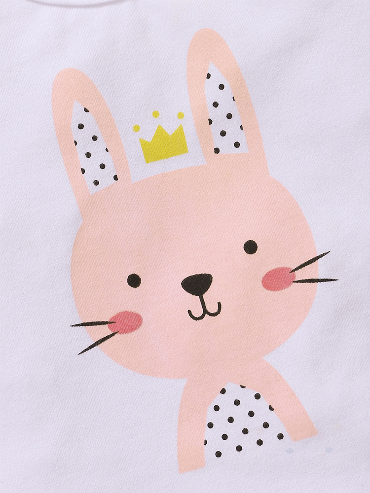 ZAFILLE Baby Girl Clothes Set Pink Cute Rabbit Clothes For borns White Top+Polka Dots Overalls Toddler Infant Girl Clothing 220425