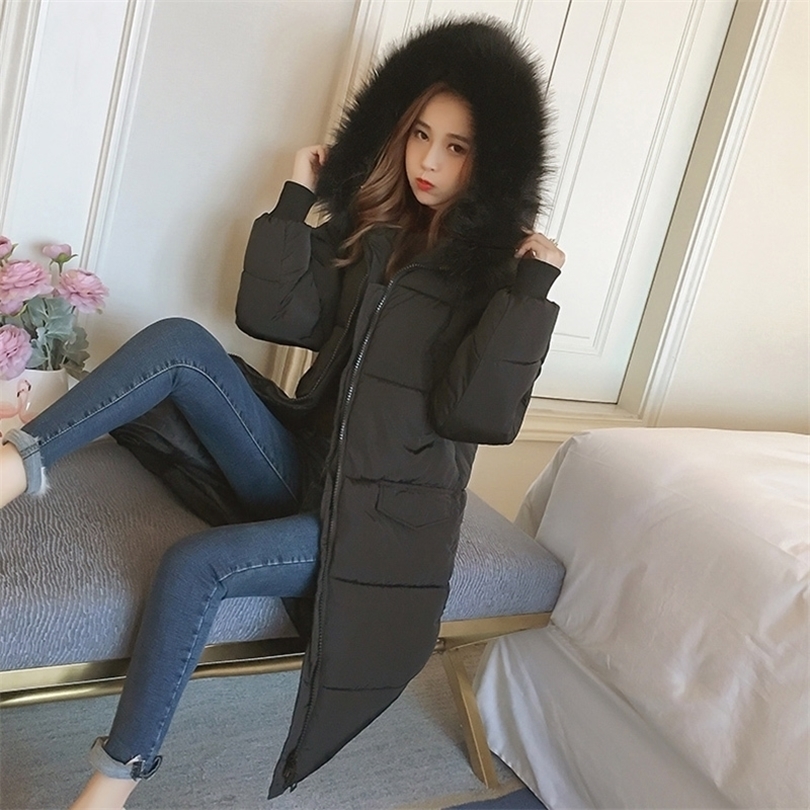 Women's Winter Coats Hooded XS2XL Parkas New Slim Fashion Wadded Jacket Thick Warm Parka Woman Large Fur Collar Outerwear T200114