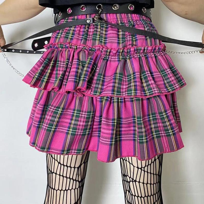 Skirts Women Gothic High Waist Layered Plaid Print Ruffle Hem A-Line Mini Skater SkirtSkirts, As pic
Skirts Women Gothic High Waist Layered Plaid Print Ruffle Hem A-Line Mini Skater SkirtSkirts, As pic