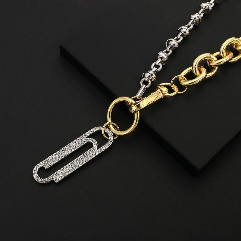 Pendant Necklaces Flashbuy Design Rhinestone Paper Clip Necklace For Women Fashion Safety Pin Thick Chain JewelryPendant