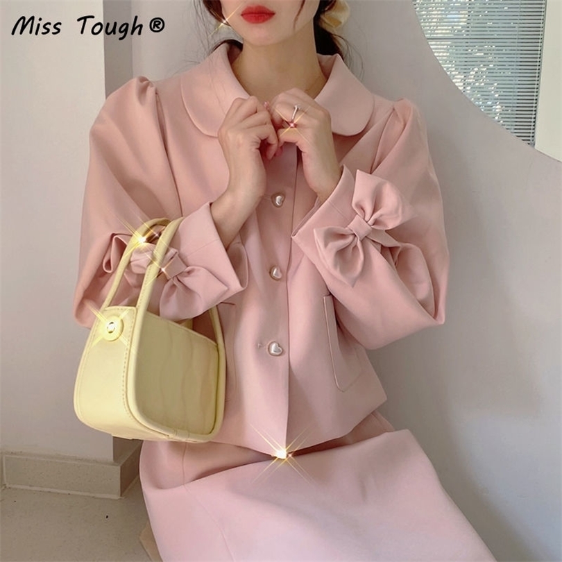 Autumn Pink Elegant Two Pieces Set Women Sweet Bow Designer Skirt Suits Female Temperament Korean Fashion Split Skirts Set 220510, Two piece set
Autumn Pink Elegant Two Pieces Set Women Sweet Bow Designer Skirt Suits Female Temperament Korean Fashion Split Skirts Set 220510, Two piece set