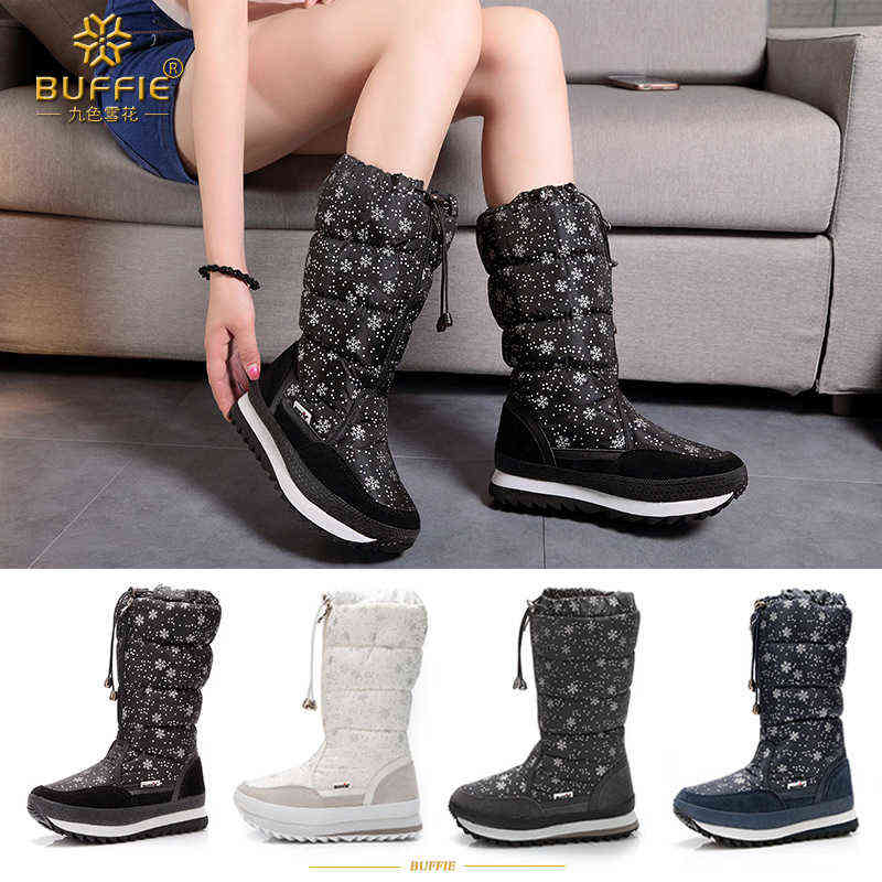 Buffie new snowflake high thickened wool flat bottom shipment snow women's boots batch, M0767 blue snowflake