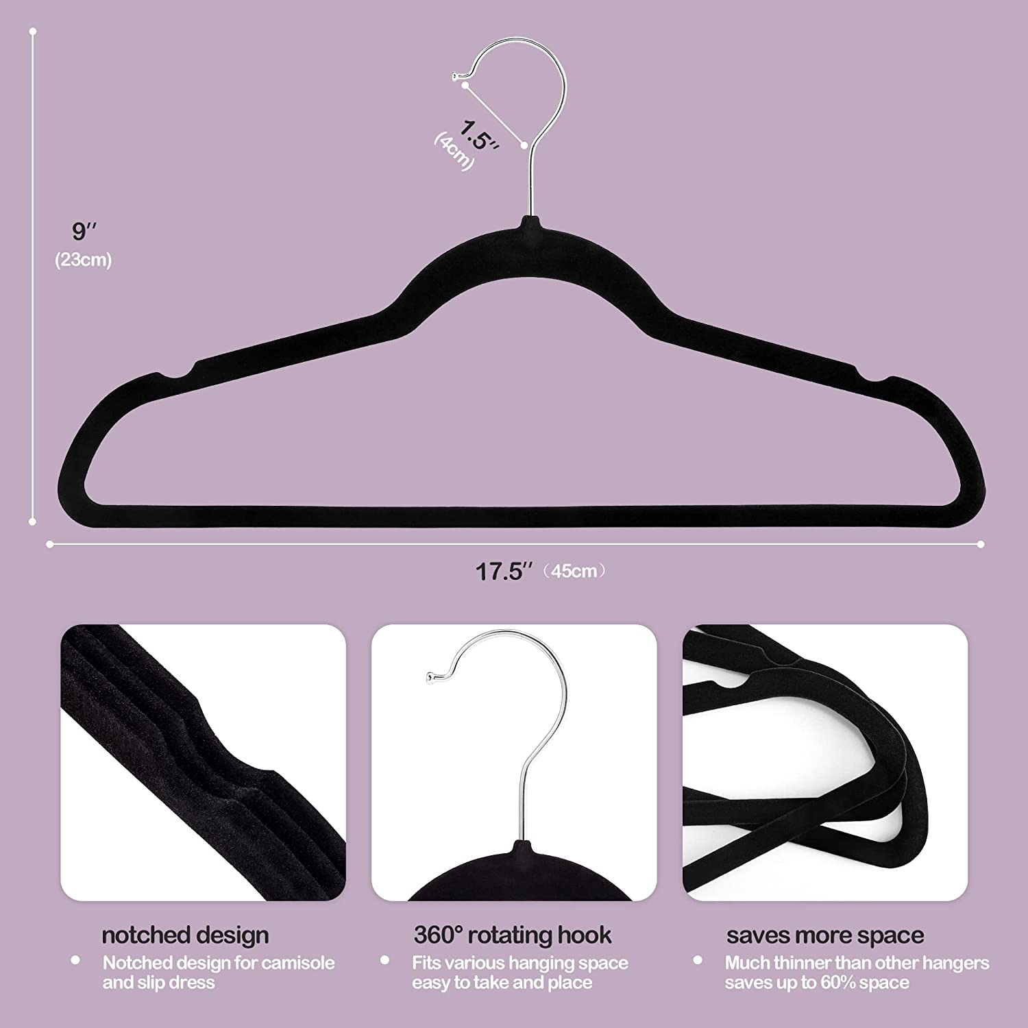Nobemall Premium Non Slip Felt Premium Velvet Hangers for Coats Pants Dress9100615