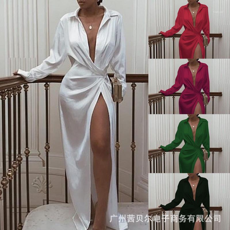 Casual Dresses 2022 Satin Silk Sexy Dress Long Sleeve Party Women Night Club Soft Autumn Solid Split Turn Down, Black
Casual Dresses 2022 Satin Silk Sexy Dress Long Sleeve Party Women Night Club Soft Autumn Solid Split Turn Down, Black