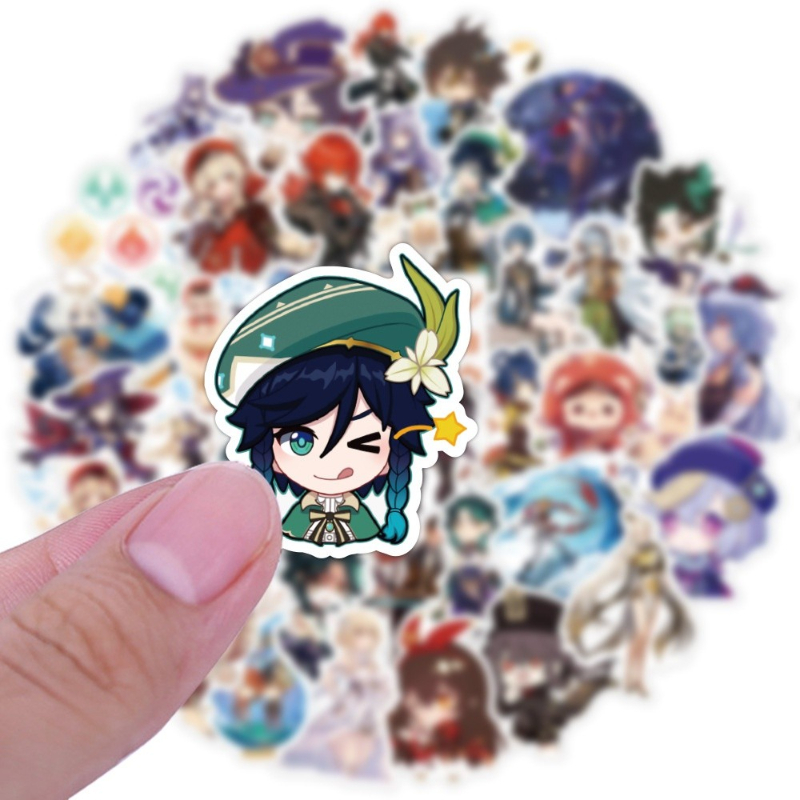 50Pcs/Lot Anime Genshin Impact Sticker Cartoon Open World Game Stickers for Laptop Motorcycle Skateboard Travel Case Phone