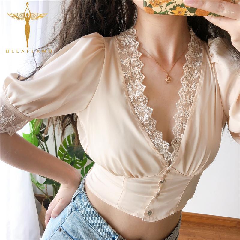 Vintage Lace V Neck Women Blouse Casual Puff Short Sleeve Button Shirt Solid Chiffon Elegant Female Summer Clothing Women' Blouses & Shirts, Skin
Vintage Lace V Neck Women Blouse Casual Puff Short Sleeve Button Shirt Solid Chiffon Elegant Female Summer Clothing Women' Blouses & Shirts, Skin