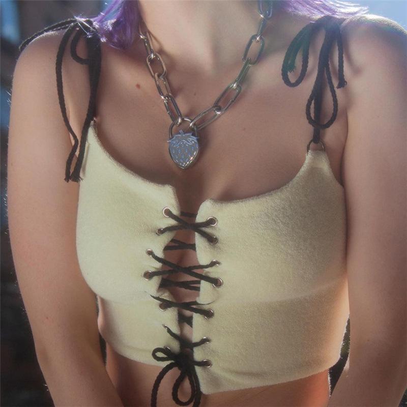 Women' Tanks & Camis SEASONS Summer Solid Color Short Camisole Sleeveless Suspenders Lace-Up Tops With Cross-Over Design Sweet Casual Women, Yellow
Women' Tanks & Camis SEASONS Summer Solid Color Short Camisole Sleeveless Suspenders Lace-Up Tops With Cross-Over Design Sweet Casual Women, Yellow