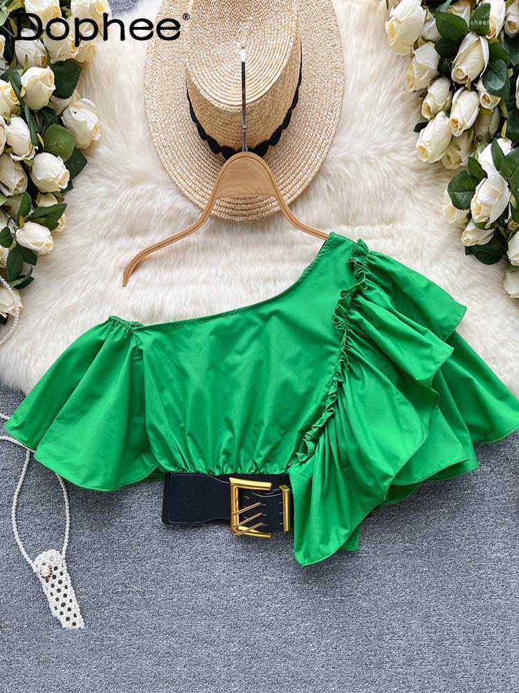 Women's Blouses & Shirts Summer Irregular High Waist Design Women's Short Shirt With Belt 2022 Sweet Temperament Blouse Famale Loose Top, Green
Women's Blouses & Shirts Summer Irregular High Waist Design Women's Short Shirt With Belt 2022 Sweet Temperament Blouse Famale Loose Top, Green