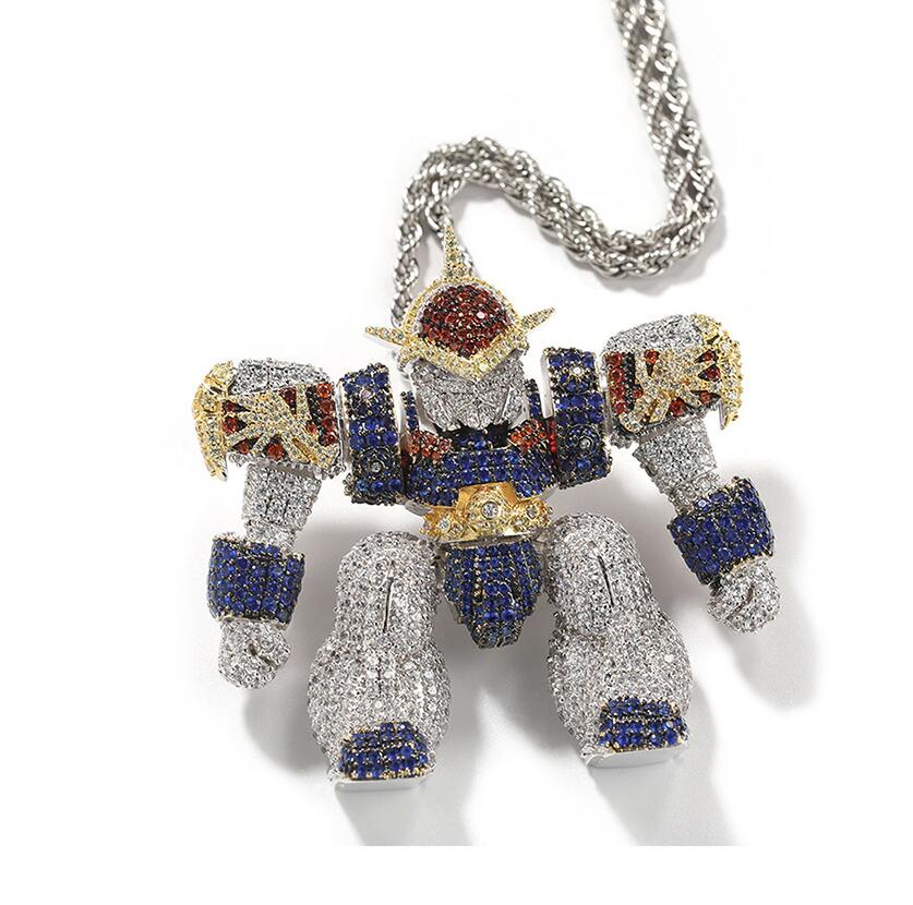 Hip Hop CZ Stone Bling Iced Out Cartoon Mech Warrior Pendants Necklaces for Men Rapper Jewelry Gift
Hip Hop CZ Stone Bling Iced Out Cartoon Mech Warrior Pendants Necklaces for Men Rapper Jewelry Gift