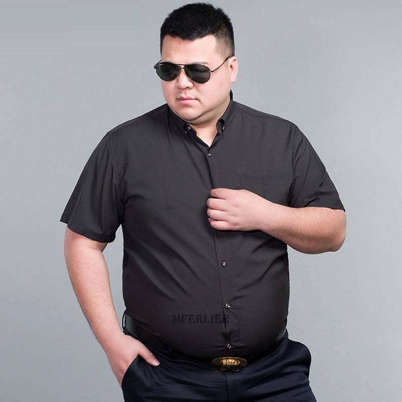 14XL 160KG summer men dress shirt short sleeve large size 150KG oversize formal office Business wedding shirts mferlier purple 220322