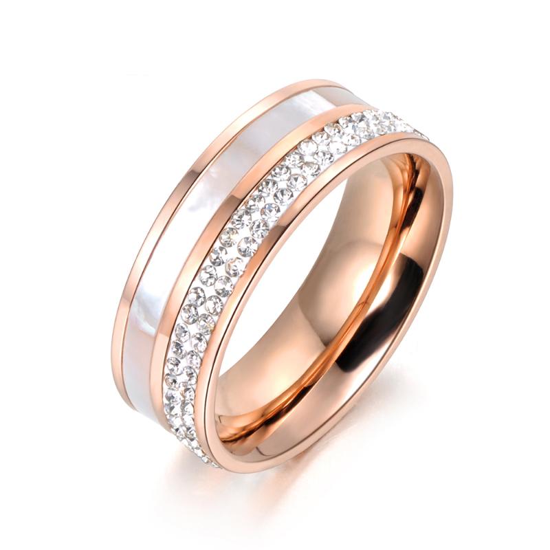 Wedding Rings Rose Gold Color Rhinestone & Shell Jewelry 316L Stainless Steel Engagement Ring For Women Gift R18050Wedding
Wedding Rings Rose Gold Color Rhinestone & Shell Jewelry 316L Stainless Steel Engagement Ring For Women Gift R18050Wedding