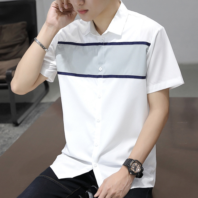 Summer thin style short-sleeved shirt male han edition easing trend handsome coat wind 220322