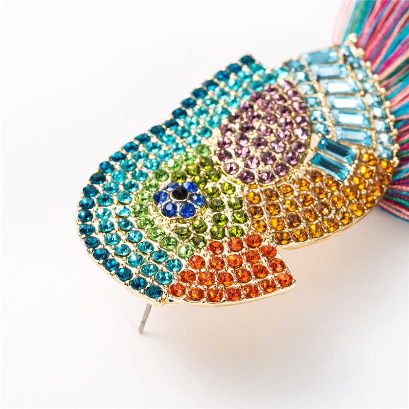 Parrot Tassel Earrings Studs Casual Party Simple Acrylic Dangle Fashion Metal Rhinestone Birds Drop Earring Women's Charm Statement Brincos Jewel