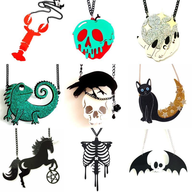 Pendant Necklaces Goth Black Punk Acrylic Necklace For Women Skull Bat Crow Heart Hip Hop Exaggeration Fashion Jewelry CharmsPendant
Pendant Necklaces Goth Black Punk Acrylic Necklace For Women Skull Bat Crow Heart Hip Hop Exaggeration Fashion Jewelry CharmsPendant