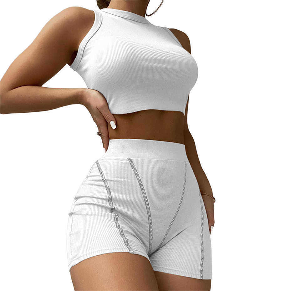 Summer 2023 Casual Shorts Suits Women Tracksuits 2 Piece Set Outfits Crop Top Sleeveless Sportsuit Fashion Clothing