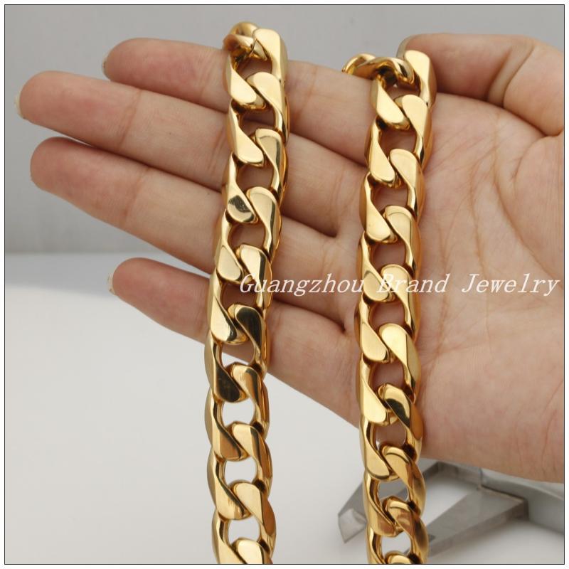 Chains 8-40" 14.6mm Arrive Wholesale 316L Stainless Steel Yellow Gold Cuban Curb Chain Tone Mens Necklace Good GiftChains
Chains 8-40" 14.6mm Arrive Wholesale 316L Stainless Steel Yellow Gold Cuban Curb Chain Tone Mens Necklace Good GiftChains