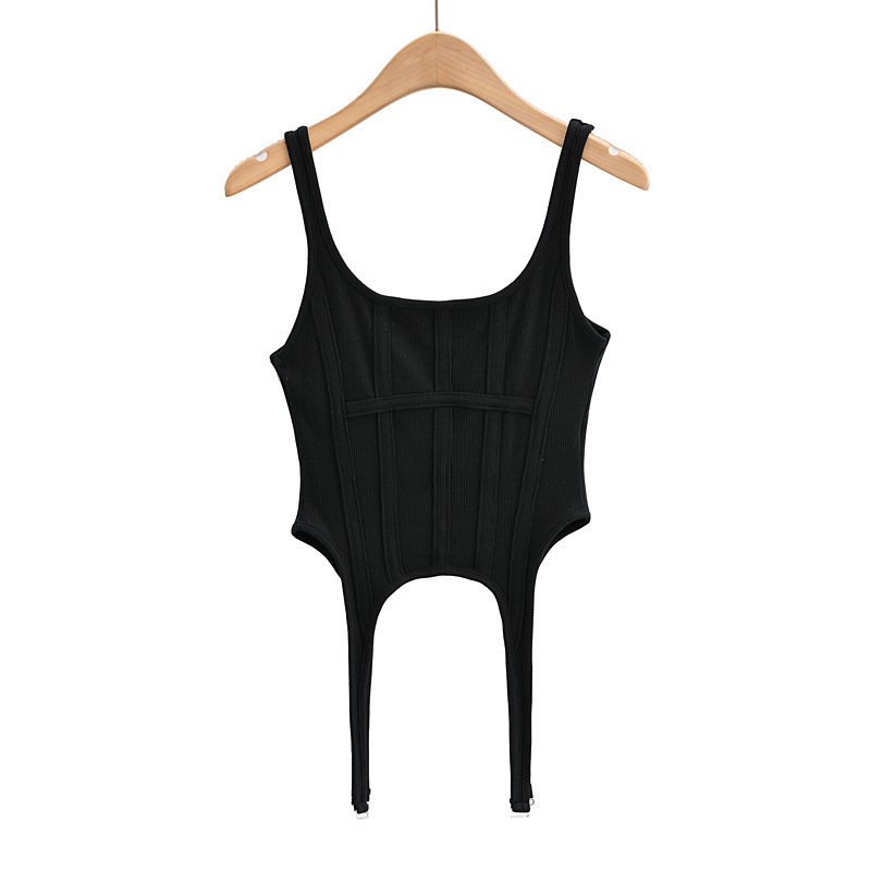Sexy cropped tops women Summer knit tank corset white crop ribbed pothook cute black punk clothes 220316