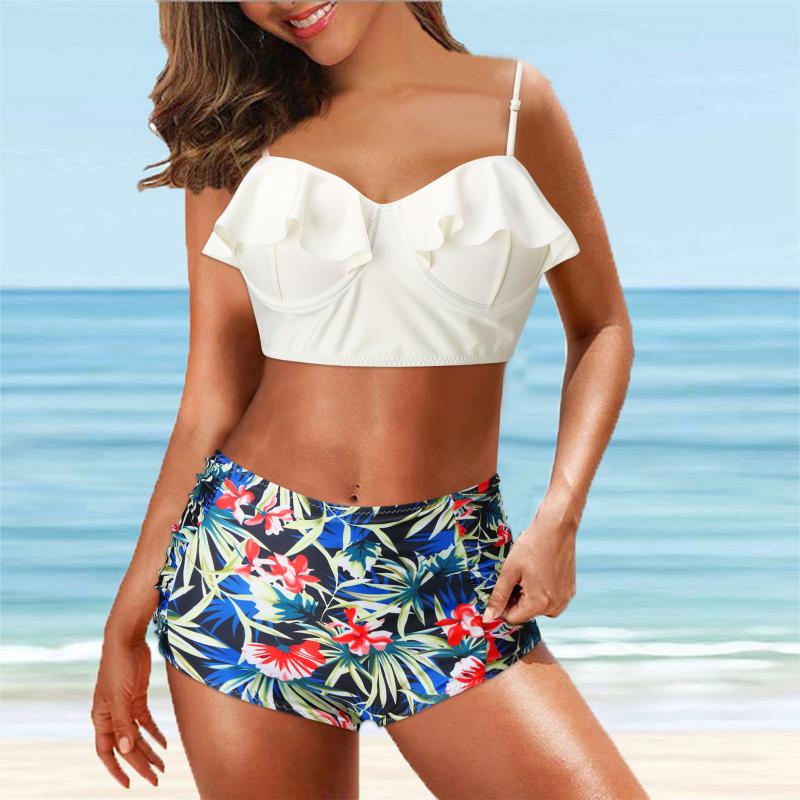 Women' Swimwear Floral Ruffles Sexy Bikini Set Women Push-up Padded Bra Biquini Swimming Suit For Bathing MujerWomen, White
Women' Swimwear Floral Ruffles Sexy Bikini Set Women Push-up Padded Bra Biquini Swimming Suit For Bathing MujerWomen, White