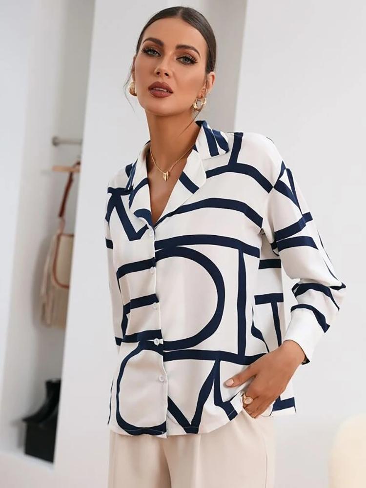 Women' Blouses & Shirts Fashion Women Lapel Collar Blouse Geometric Print Casual Long Sleeve Elegant Office Lady Shirt Female Work Wear Top, White
Women' Blouses & Shirts Fashion Women Lapel Collar Blouse Geometric Print Casual Long Sleeve Elegant Office Lady Shirt Female Work Wear Top, White