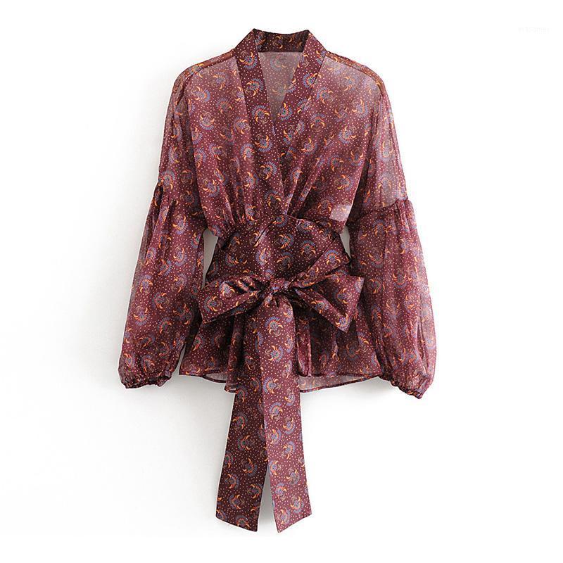 Women V Neck Stylish Blouses With Belt 2022 Floral Print Vitnage Chiffon Blouse Shirt Casual Batwing Long Sleeve Tops Blusas Women's & 
Women V Neck Stylish Blouses With Belt 2022 Floral Print Vitnage Chiffon Blouse Shirt Casual Batwing Long Sleeve Tops Blusas Women's &
