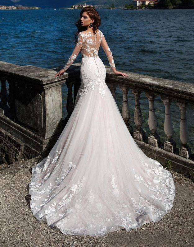 2023 Mermaid Wedding Dress Arrival Lace Long Sleeve Muslim Vestido De Noiva Romantic Appliques Ruffles Gowns Bridal Gown